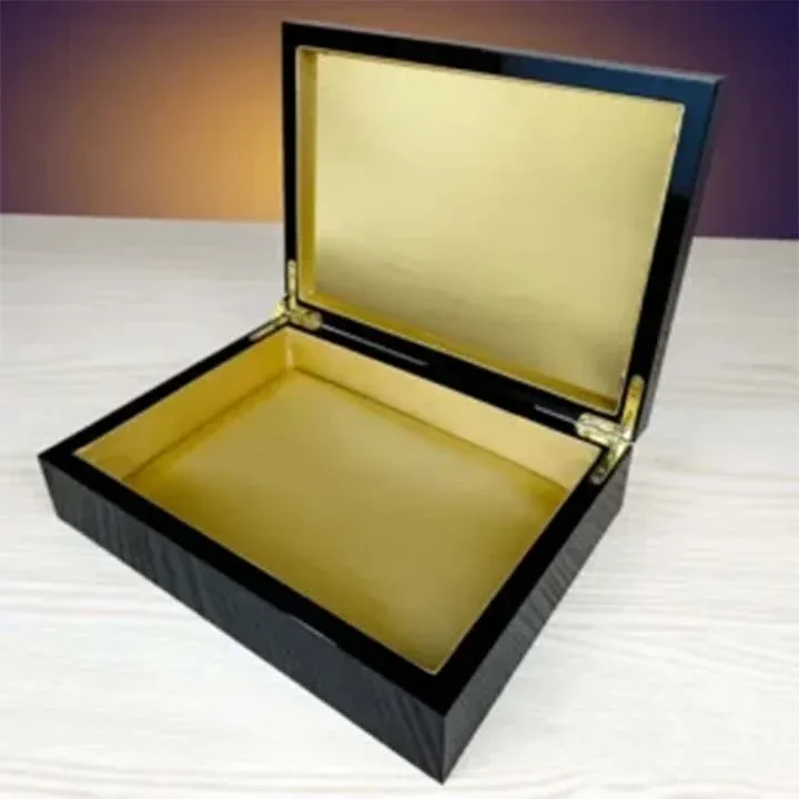Wooden Gift Box - Jewellery Gift Box - All Black Reflective Wood